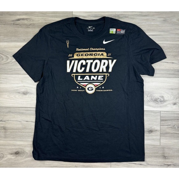 NWT Nike 2021 Georgia National Champions Victory Lane Shirt Black‎ Sz XL - Picture 1 of 5